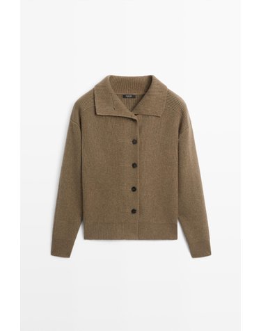 마시모두띠 캐시미어 칼라 버튼 가디건 5900/565 KHAKI