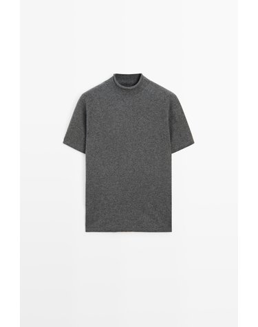 마시모두띠 울 블렌드 반팔 니트 스웨터 5647/593 MEDIUM GREY