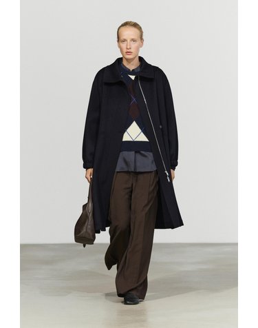 마시모두띠 하이넥 울 혼방 롱 파카 코트 6445/742 NAVY BLUE