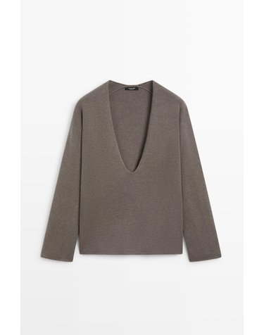 마시모두띠 딥 브이넥 울 니트 스웨터 5712/594 TAUPE GREY