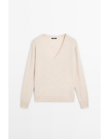 마시모두띠 울 혼방 브이넥 니트 스웨터 5612/593 BEIGE MARL