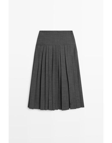 마시모두띠 울 혼방 플리츠 미디 스커트 5299/510 GREY