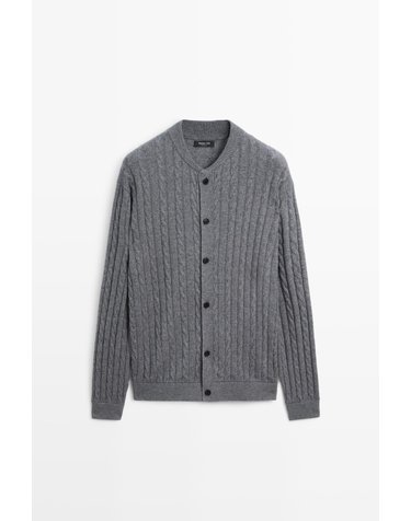 마시모두띠 브레이드 케이블 니트 봄버 가디건 1385/221 ANTHRACITE GREY