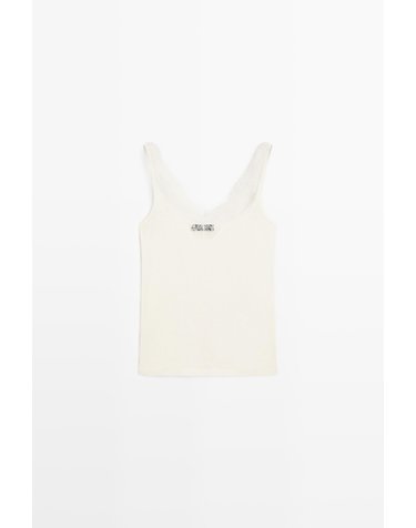 마시모두띠 레이스 트림 스트랩 캐미솔 탑 6865/575 CREAM