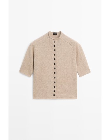 마시모두띠 울 100% 퍼넬넥 니트 가디건 5916/595 BEIGE MARL