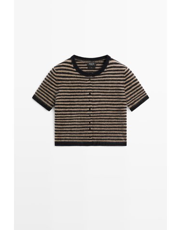 마시모두띠 울 100% 니트 반팔 가디건 5924/596 DARK BLUE