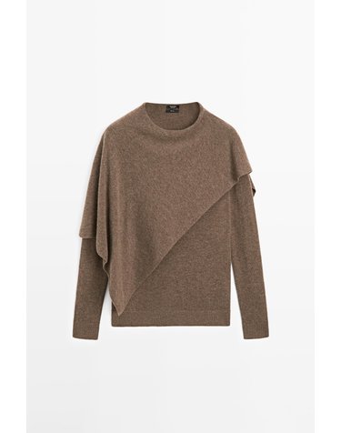 마시모두띠 울 100% 케이프 니트 스웨터 5787/593 BROWN