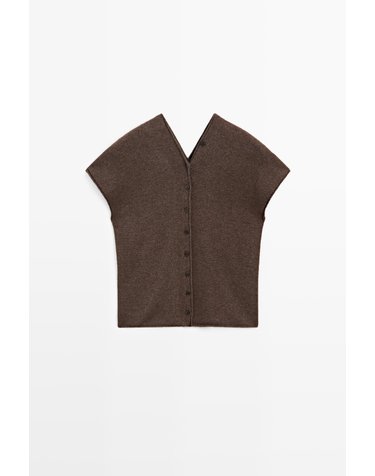 마시모두띠 울 블렌드 버튼 니트 베스트 5732/597 MOLE BROWN