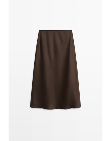 마시모두띠 새틴 A라인 미디 스커트 5297/510 BROWN