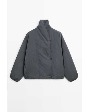 마시모두띠 퀄팅 하이넥 버튼 봄버 자켓 6719/535 BLUE