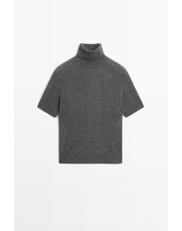 마시모두띠 울 혼방 터틀넥 반팔 니트 스웨터 5638/593 MEDIUM GREY