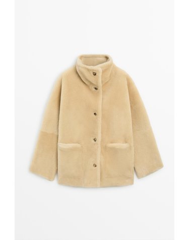 마시모두띠 리버서블 퍼 레더 숏 코트 4751/350 CREAM