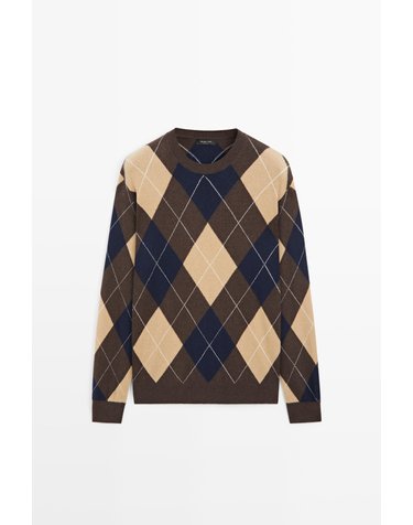 마시모두띠 아가일 울 혼방 니트 스웨터 1435/226 BROWN MARL