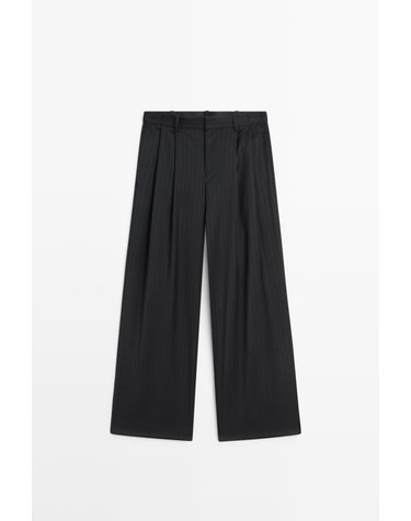 마시모두띠 핀스트라이프 울 슈트 팬츠 5048/514 NAVY BLUE