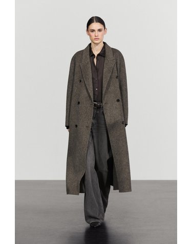 마시모두띠 더블브레스트 울 혼방 롱 코트 6443/742 DARK KHAKI