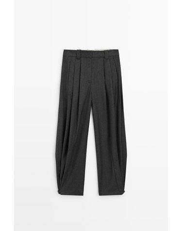 마시모두띠 플리츠 울 플란넬 팬츠 5042/507 DARK GREY
