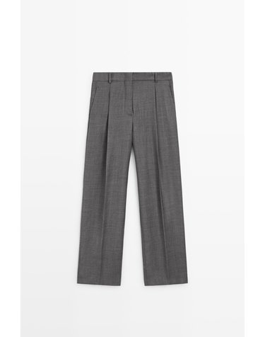 마시모두띠 100% 울 와이드 수트 팬츠 5050/516 DARK GREY