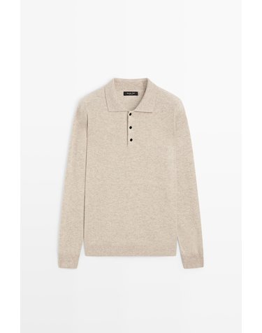 마시모두띠 울 캐시미어 혼방 폴로 스웨터 1401/240 SAND BROWN