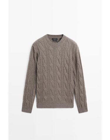 마시모두띠 캐시미어 케이블 니트 크루넥 스웨터 1279/215 DARK KHAKI