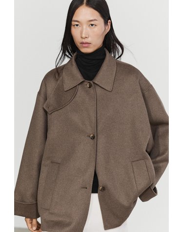 마시모두띠 울 혼방 오버핏 트렌치 코트 6433/734 MOLE BROWN