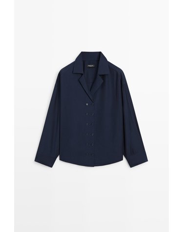 마시모두띠 플로잉 더블브레스트 긴팔 셔츠 5164/564 DARK BLUE