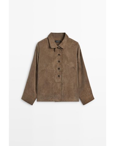 마시모두띠 스탠드 칼라 빕 디테일 긴팔 셔츠 5183/583 MOLE BROWN