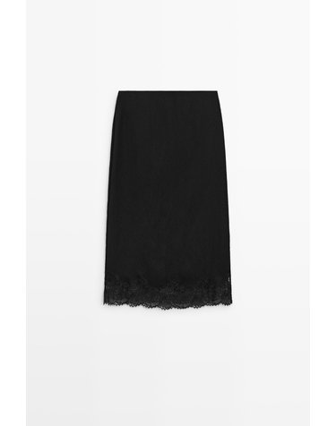 마시모두띠 레이스 헴 미디 스커트 5208/509 BLACK