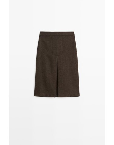 마시모두띠 울 슬릿 미디 니트 스커트 5301/510 BROWN