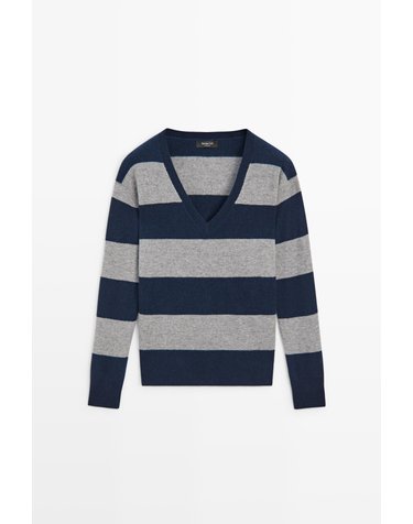 마시모두띠 울 캐시미어 브이넥 니트 스웨터 5723/593 ANTHRACITE GREY