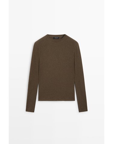마시모두띠 코튼 캐시미어 크루넥 니트 티셔츠 6270/106 MEDIUM CAMEL