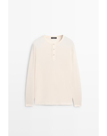마시모두띠 헨리넥 순면 긴팔 티셔츠 0784/175 OFF WHITE