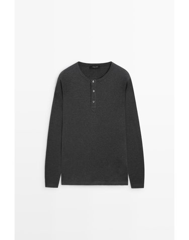 마시모두띠 헨리넥 순면 긴팔 티셔츠 0784/175 GREY MARL