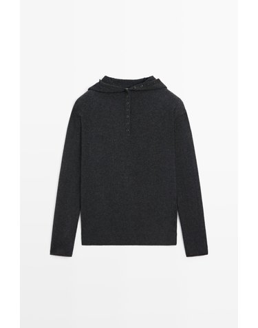 마시모두띠 울 후드 버튼 니트 스웨터 5644/595 ANTHRACITE GREY