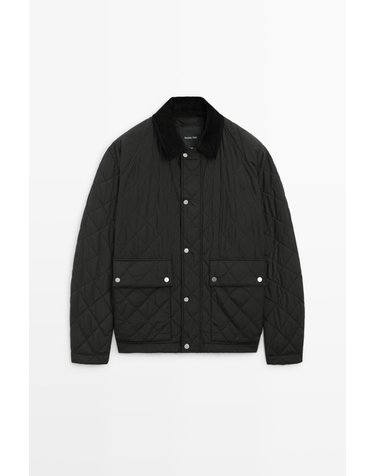 마시모두띠 코듀로이 칼라 퀼팅 자켓 3264/423 BLACK