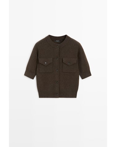 마시모두띠 반팔 포켓 니트 가디건 5928/588 BROWN