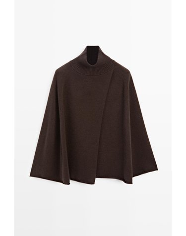 마시모두띠 캐시미어 크로스 하이넥 니트 케이프 6309/861 BROWN