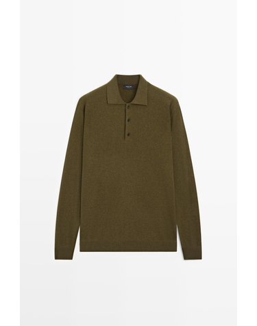 마시모두띠 울 캐시미어 폴로 니트 스웨터 1401/240 DARK OLIVE GREEN