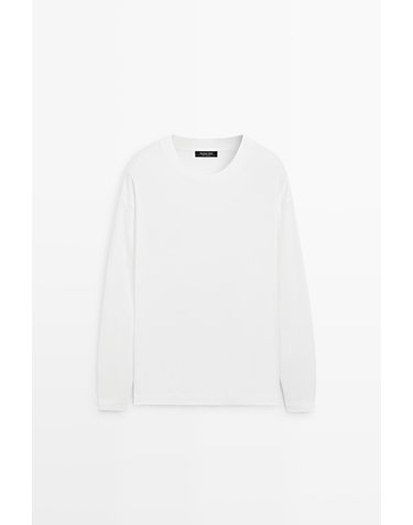 마시모두띠 박시핏 크루넥 순면 긴팔 티셔츠 0781/750 WHITE