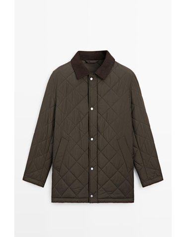 마시모두띠 코듀로이 칼라 숏 퀼팅 코트 3265/424 BROWN MARL