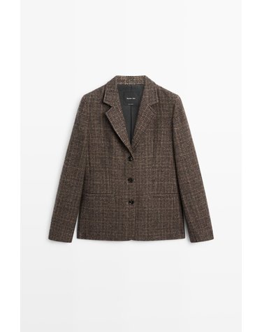 마시모두띠 울 100% 체크 블레이저 6057/768 BROWN