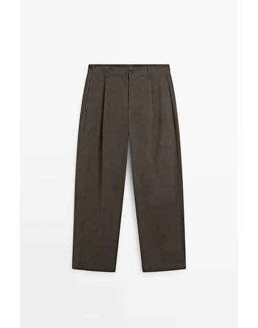 마시모두띠 플리츠 배럴핏 팬츠 0184/700 KHAKI