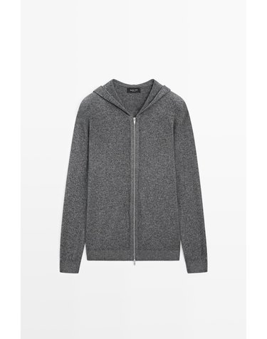 마시모두띠 울 혼방 후드 집업 니트 가디건 1411/226 MEDIUM GREY