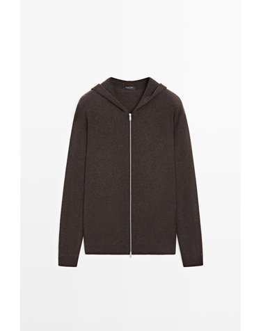마시모두띠 울 혼방 집업 후드 니트 가디건 1411/226 BROWN MARL