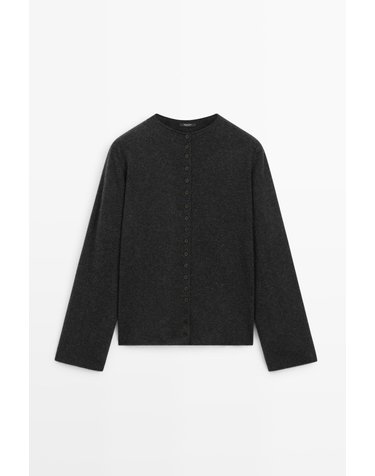 마시모두띠 울 혼방 버튼 크루넥 가디건 5933/594 ANTHRACITE GREY