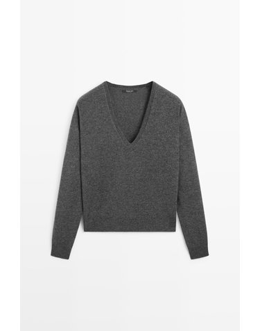 마시모두띠 울 캐시미어 V넥 니트 스웨터 5714/594 MEDIUM GREY