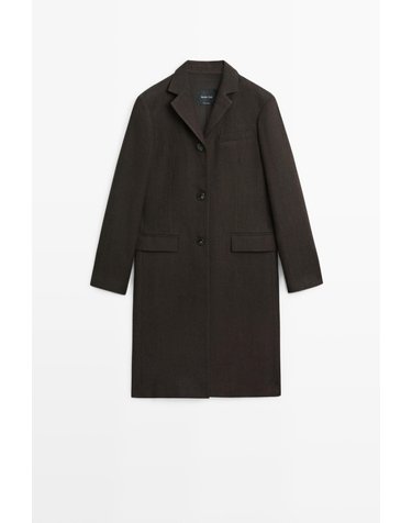 마시모두띠 100% 울 미디 버튼 코트 6451/764 BROWN MARL