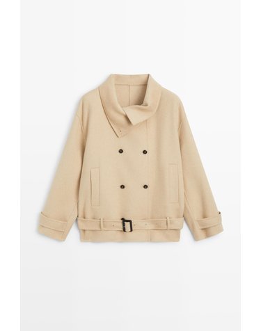 마시모두띠 벨트 디테일 트렌치 숏 재킷 6434/735 SAND BROWN