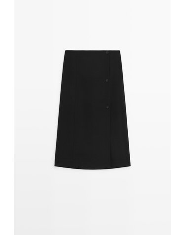 마시모두띠 버튼 디테일 A라인 미디 스커트 5296/510 BLACK