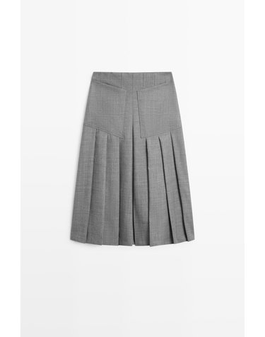 마시모두띠 울 플리츠 포켓 미디 스커트 5766/510 GREY