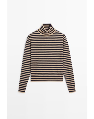 마시모두띠 스트라이프 울 터틀넥 니트 스웨터 5643/593 NAVY BLUE